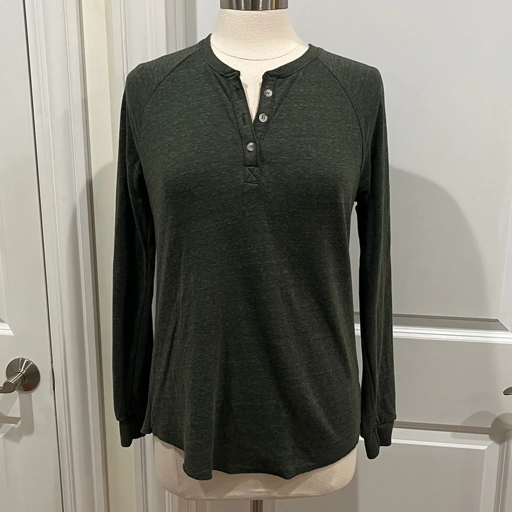 Marine Layer Double Knit Long Sleeve Henley Green Size‎ Large - Picture 2 of 13